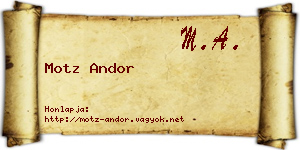 Motz Andor névjegykártya